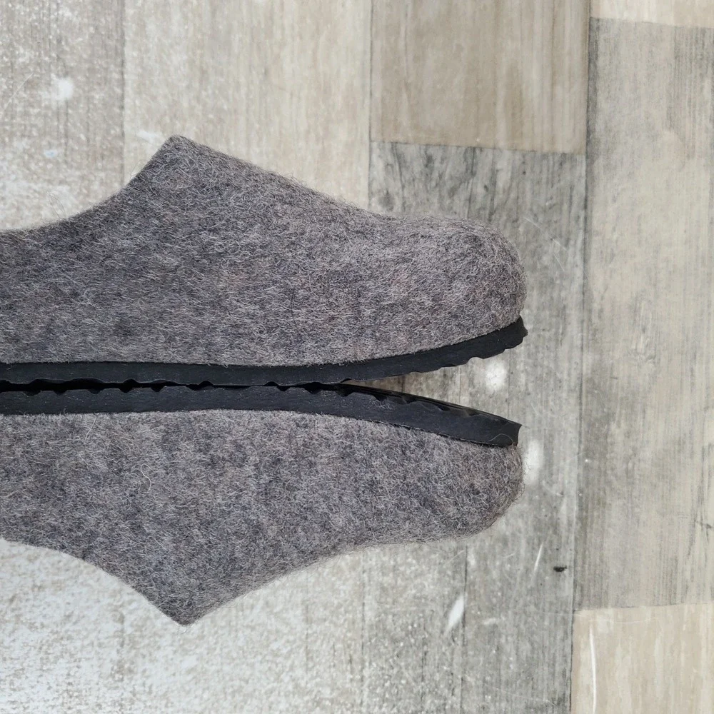 Birkenstock Kaprun Kids Clogs Sz 10 Gray Elk Wool Narrow Slip On Slippers‎